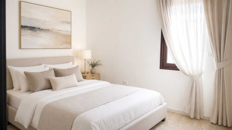 Bright double bedroom with fitted decor