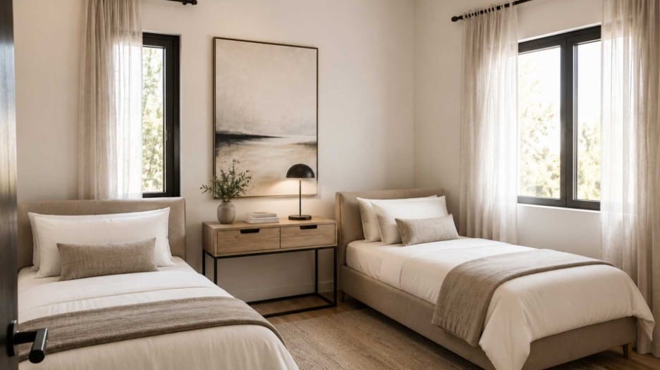 Twin bedroom with two single beds