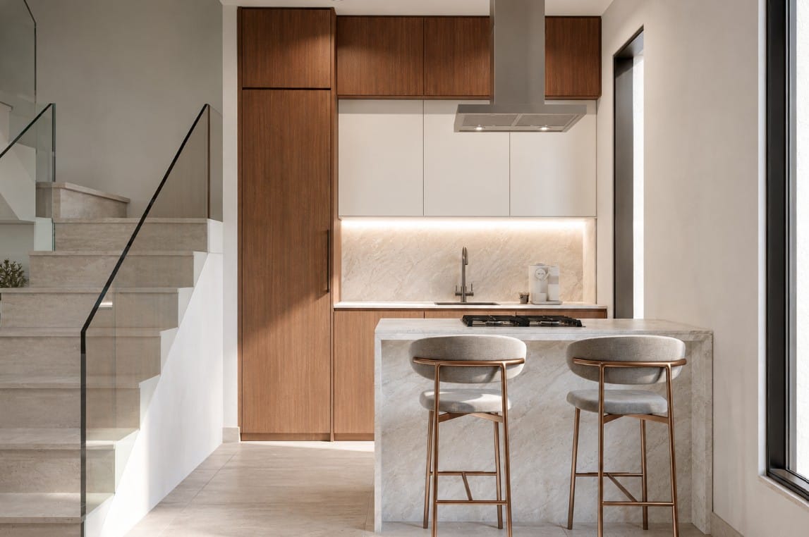 Fitted kitchen with island seating in the Geroskipou Coast villa