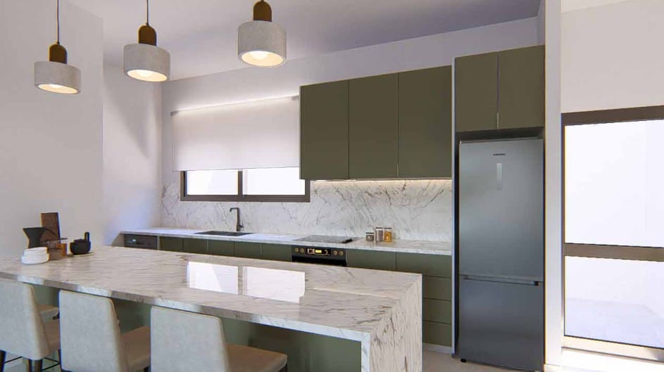 Fitted kitchen in a 3-bedroom villa in Central Paphos