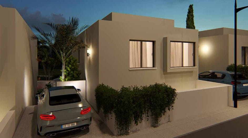 Contemporary villa exterior with private parking in Central Paphos