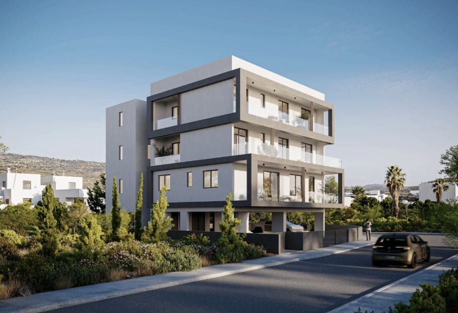 Modern urban apartment building in central Paphos