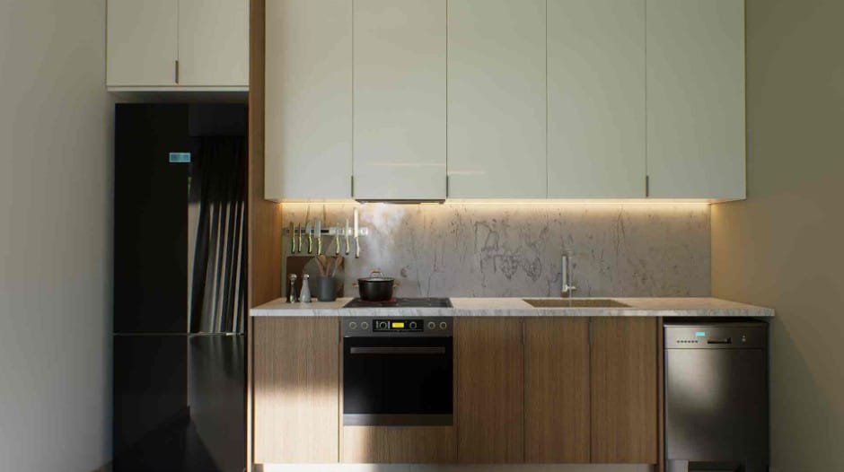 Modern fitted kitchen at Polis apartment